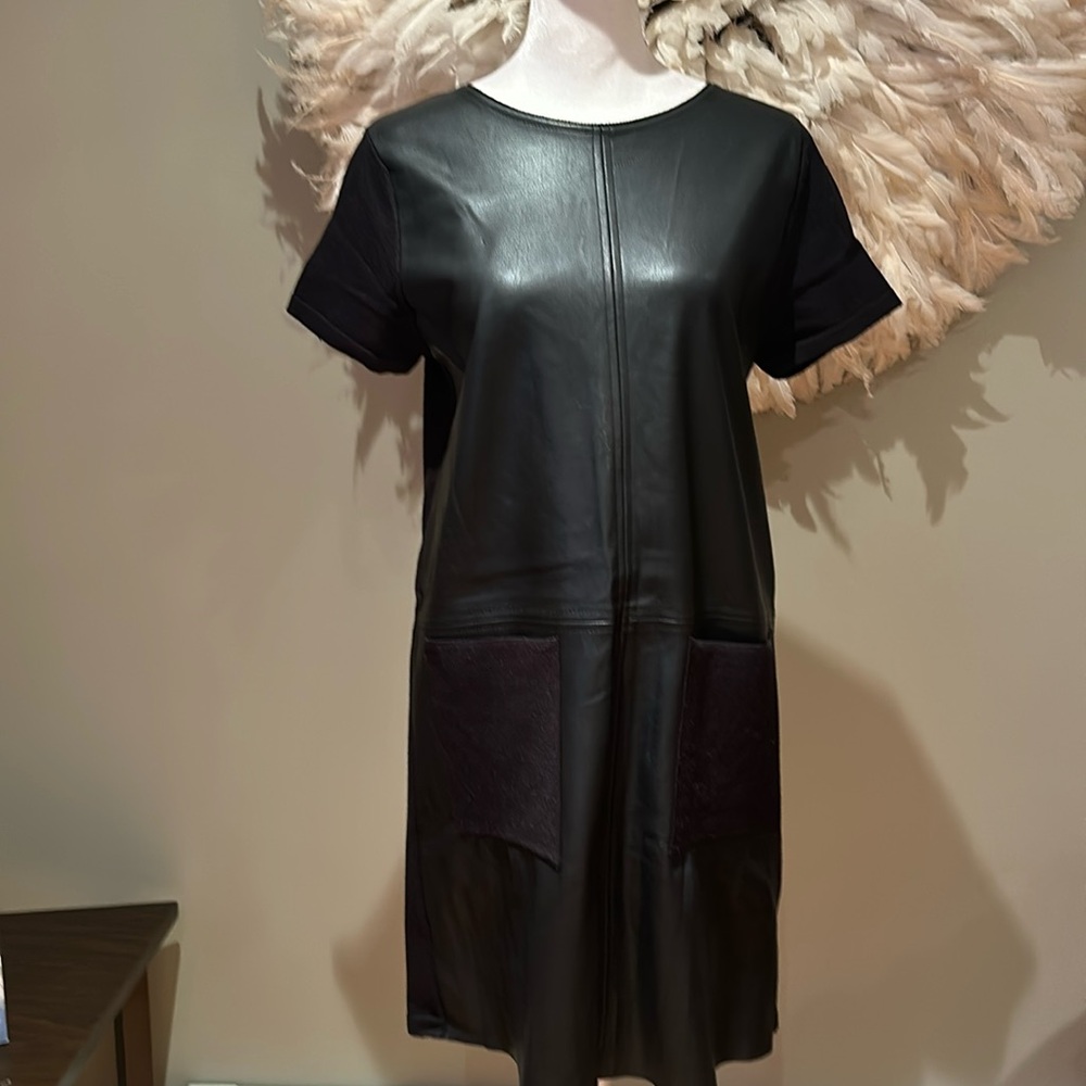 Zara faux leather knit dress